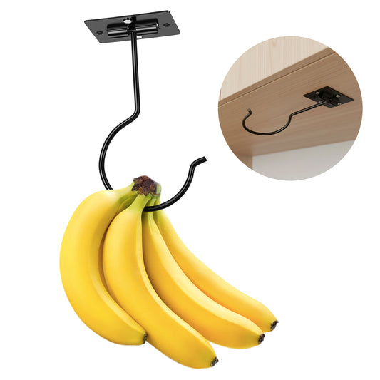 Sibba Under Cabinet Banana Hooks Self Adhesive Banana Hook Foldable Bananas Hanger Metal Counter Bananas Holder to Keep Fruit Fresh Heavy Duty Holder Stand for Home Kitchen Counter Space Saving