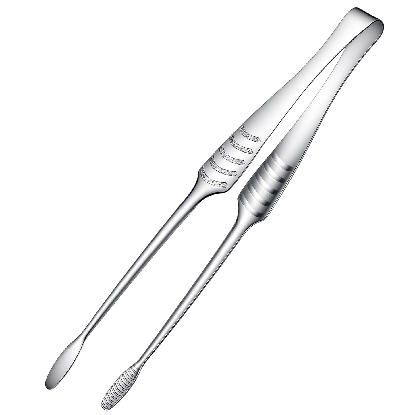 Qianyu Stainless Steel Kitchen Tong, Kitchen Cooking Tweezers with Non Slip Grip Heat Resistant Cooking Utensils Silver Metal BBQ Grill Tong for Food Preparation Serving Steak Salad Pasta Toast