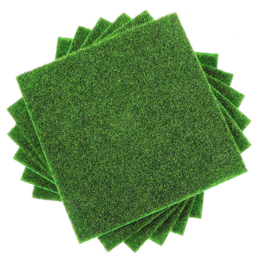 Wanmu 6 Packs Fake Grass Decor for Crafts, 6" x 6" Miniature Fairy Garden Artificial Moss, Model Turf Grass Accessories for Dollhouse Ornament Diorama DIY Decoration Supplies
