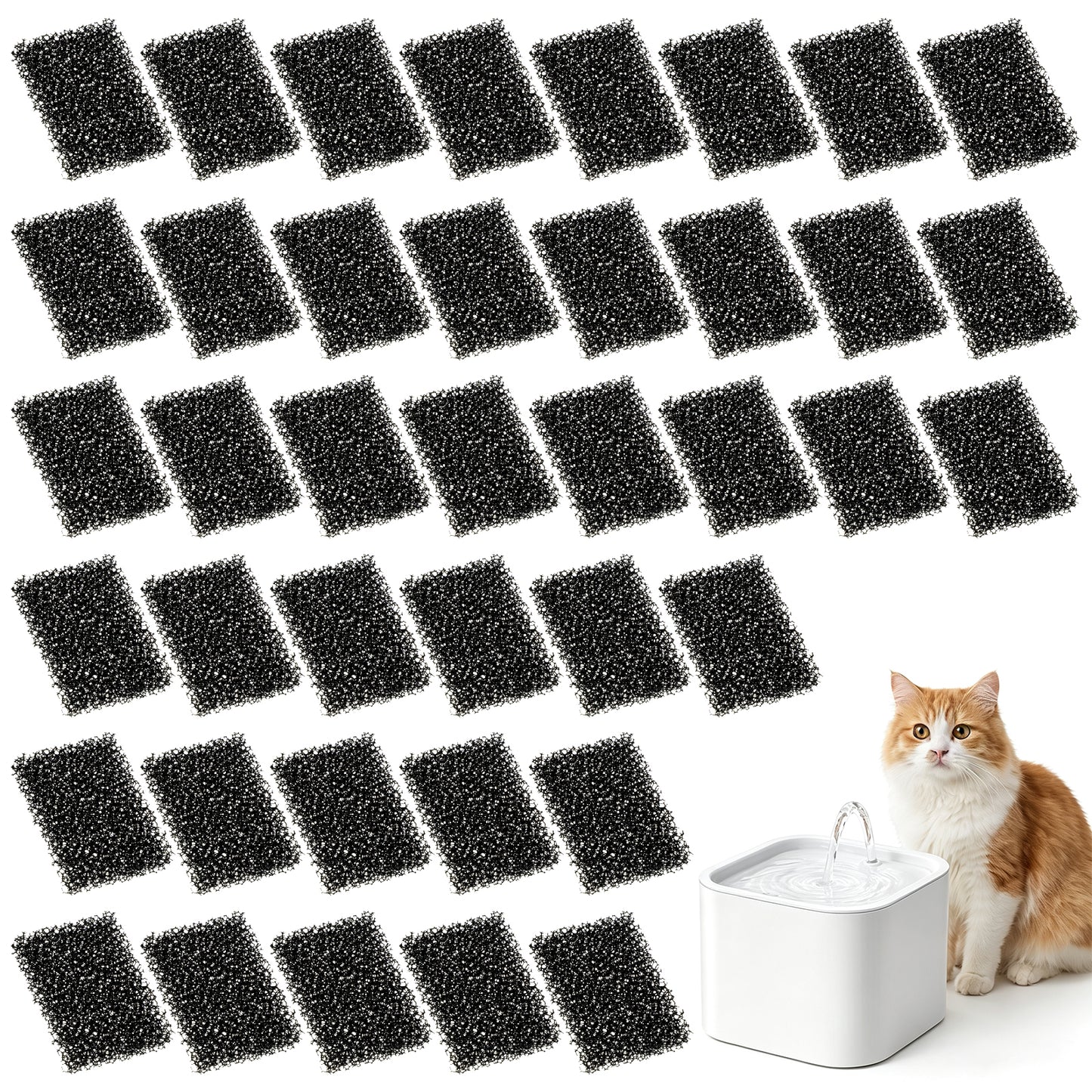 Hpmjz 40Pc Cat Water Fountain Sponge Filter Pet Fountain Replacement Filter