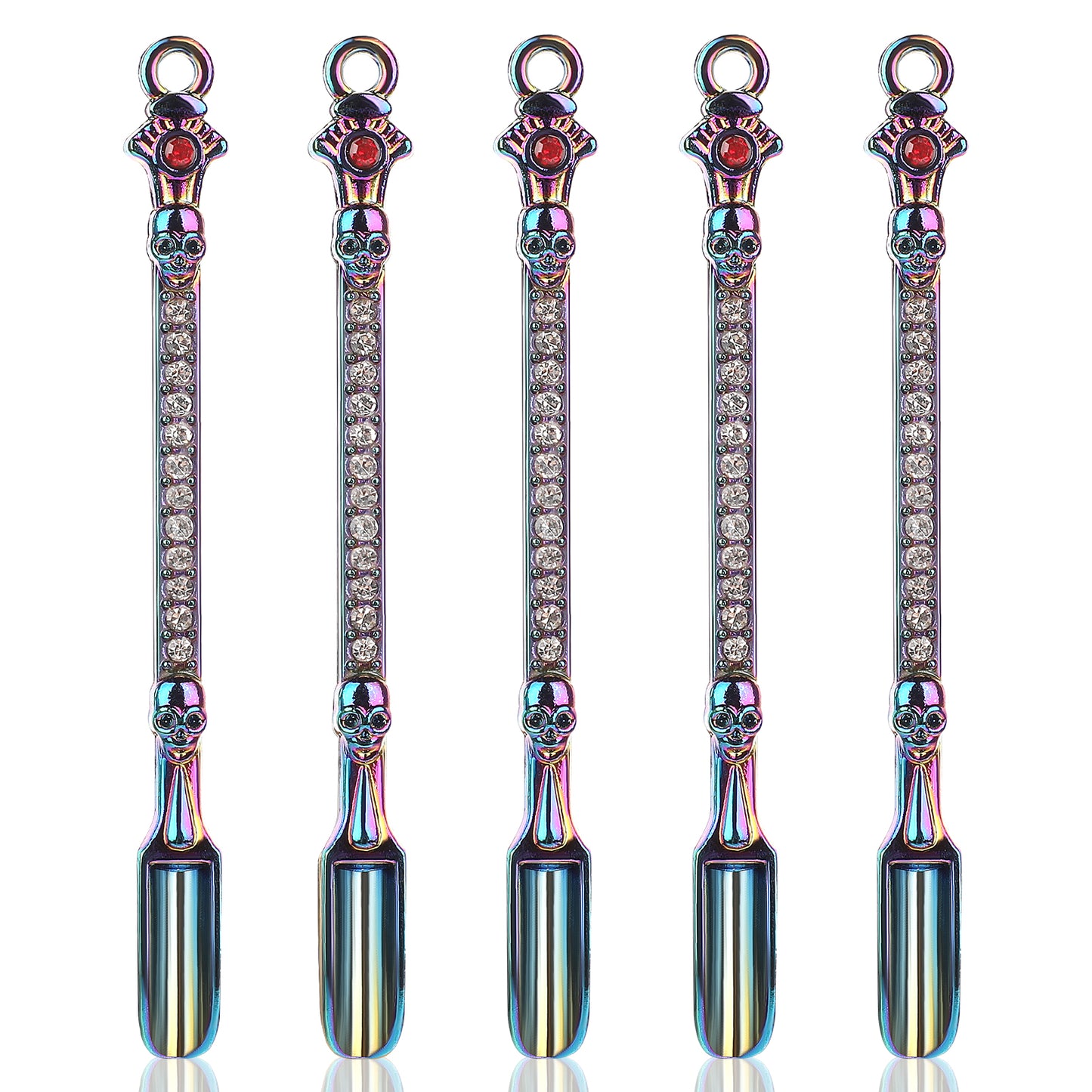 5 Pcs Small Shovel Spoon Mini Spoons Alloy Spatulas Spoon Charms Colorful Metal Spice Spoon Kitchen Pendant Spoon for Filling Vials DIY Craft Making Necklace Bracelet Keychain Home Supplies