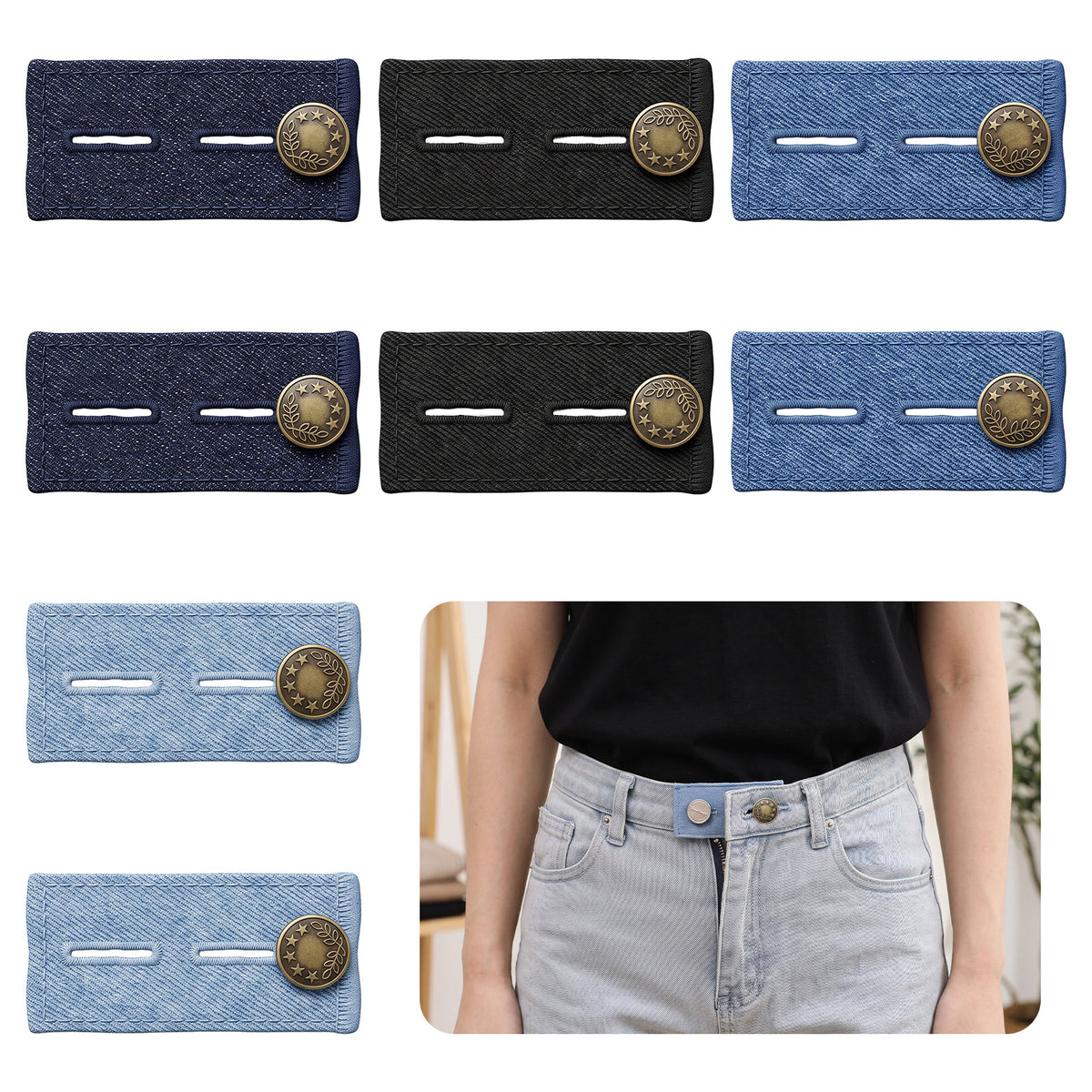 KFHENSOMR 8 Pcs Button Extender for Trousers Button Extender