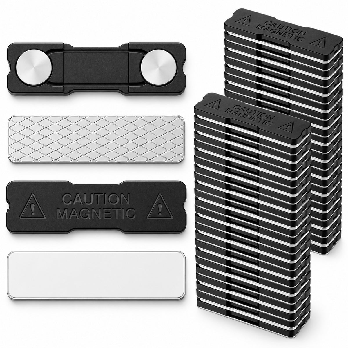 YUXIANLB 12 Pack Magnetic Name Badge Holders (Style 3, Black, 4.5cm)