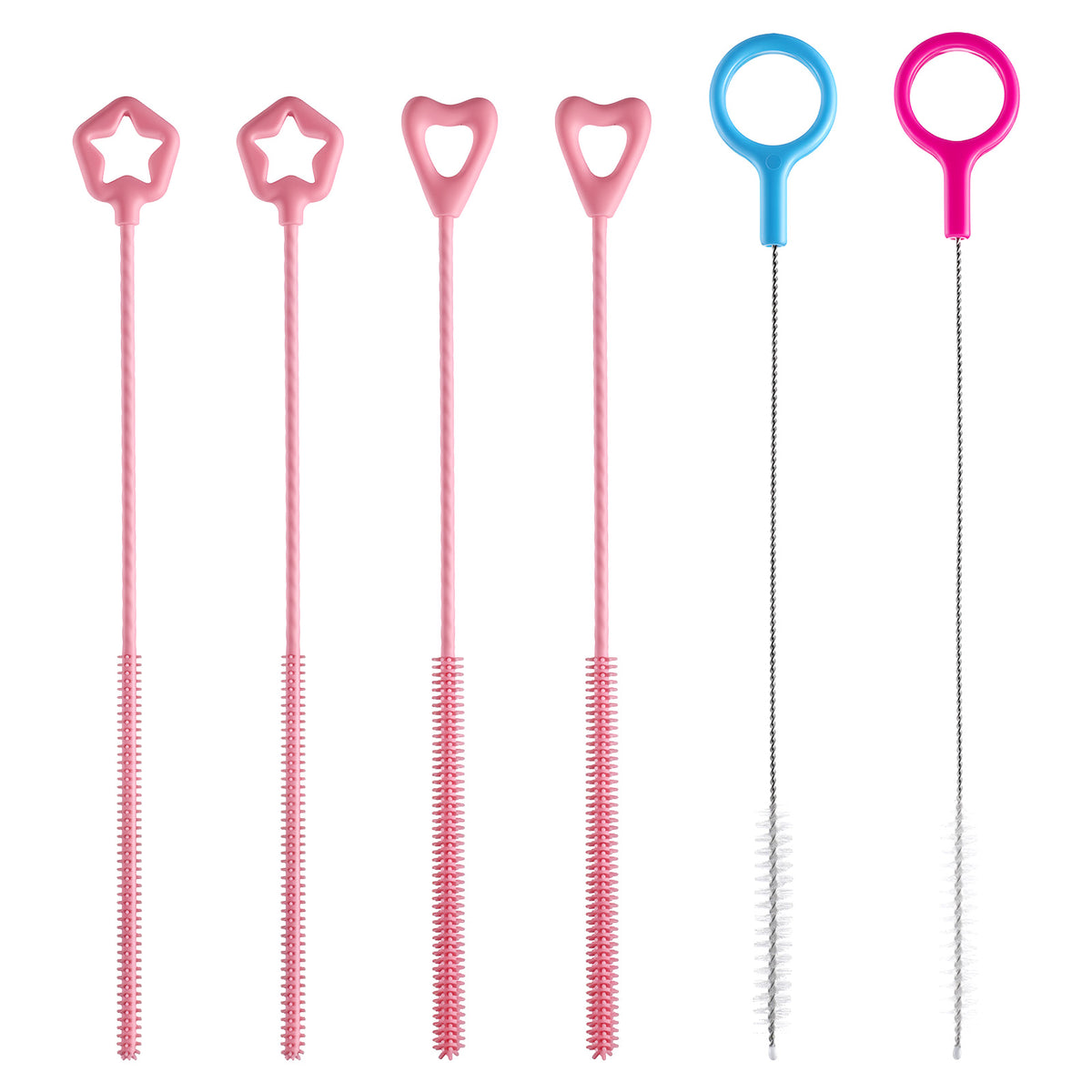YUXIANLB 6Pcs Reusable Silicone Straw Cleaner Brush with Color Hanging Loop