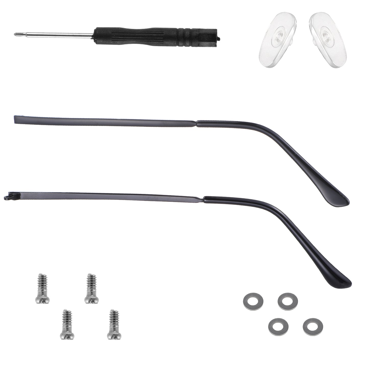 Sibba Glasses Replacement Temple 2 Pairs TR-90 Anti-Slip Eyeglass Arms Legs with Silicone Tips Screws Nose Pads & Screwdriver Complete Glasses Repair Kit for Universal Eyewear Frame Temple Accessory