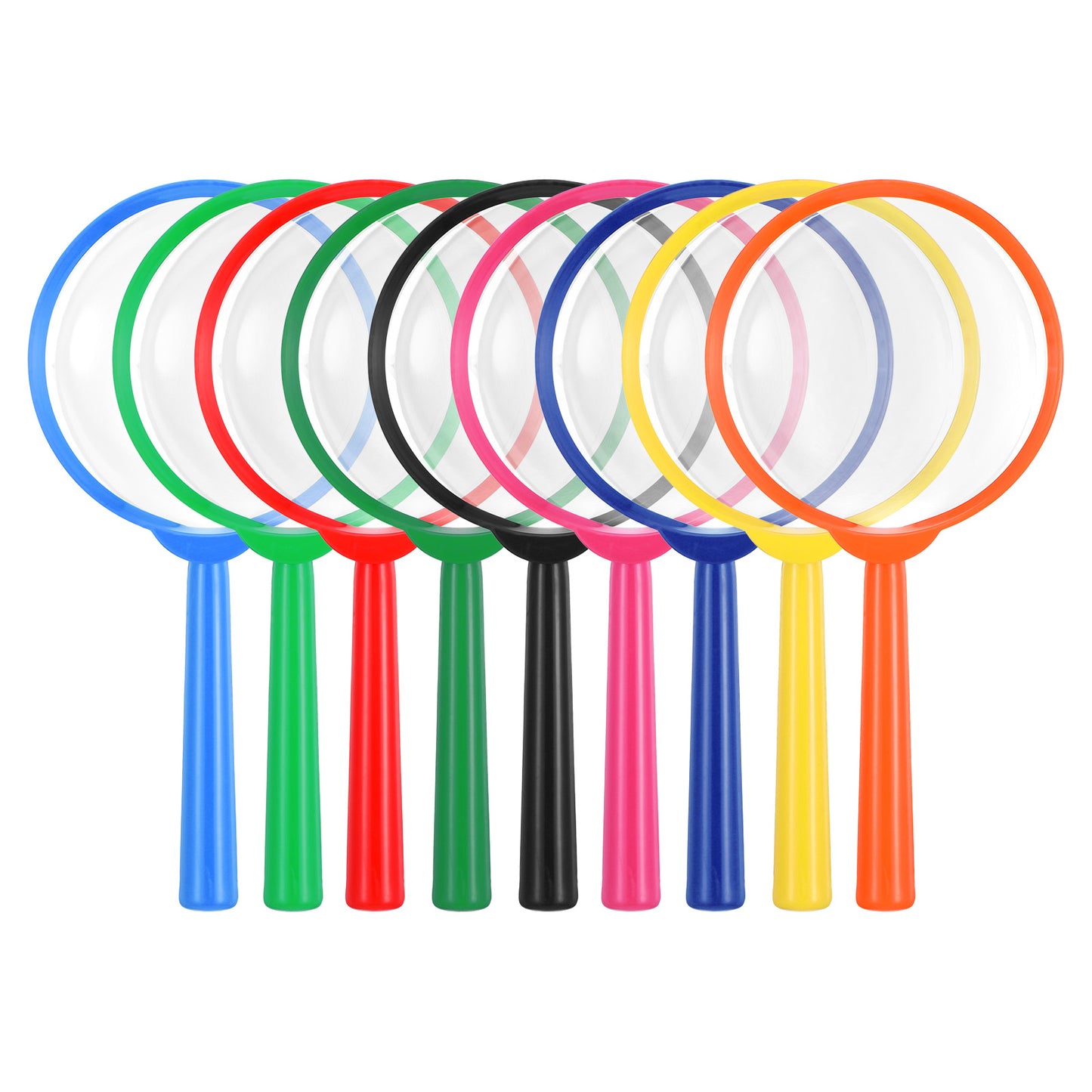 FNANJWQ 9Pcs Kids Magnifying Glasses, 5X Colorful Portable Handheld Magnifying Glasses Magnifier Plastic Hand Lens for Children Science Class Outdoor Observation Party Fun Tool