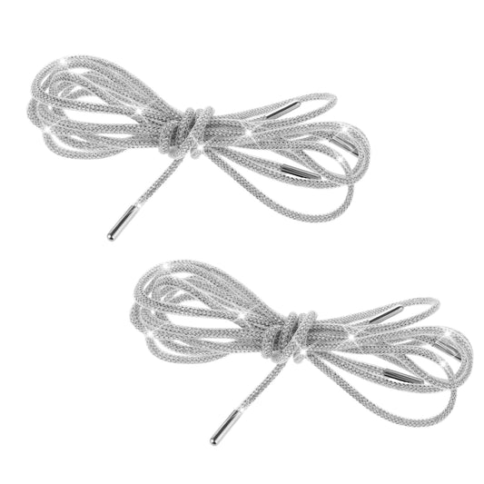 COMNICO Rhinestone Shoe Laces, 2Pcs Glitter Shoe Laces Rope Shiny Hoodie String Replacement Drawstring Cords Round Shoe Laces for Sneakers Sweatpants Shorts Hoodies