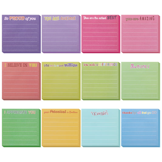 Dimeho 600Pcs Inspirational Sticky Notes with Lines, Motivational Funny Notepads for Reminder Cute Appreciation Sticky Note Gifts for Coworkers Teacher Studying Work Sticky Office Supplies, 3 x 3 Inch