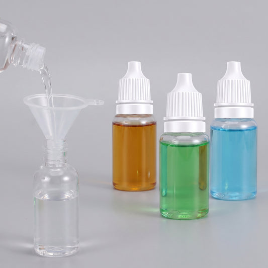Sibba 11 PCS Empty Dropper Bottle (8 Bottles + 3 Funnel) 10 15 20ml, White Eye Liquid Dropper Bottles with Plug & Cap, Squeezable & Refillable Travel Containers for Eye Drops