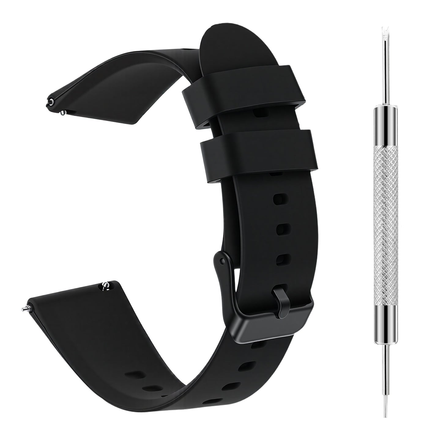 FNANJWQ Silicone Watch Bands with Removal Install Repair Tool, Quick Release Replacement Watchbands Soft Rubber Replacement Straps with Stainless Steel Buckle for Men