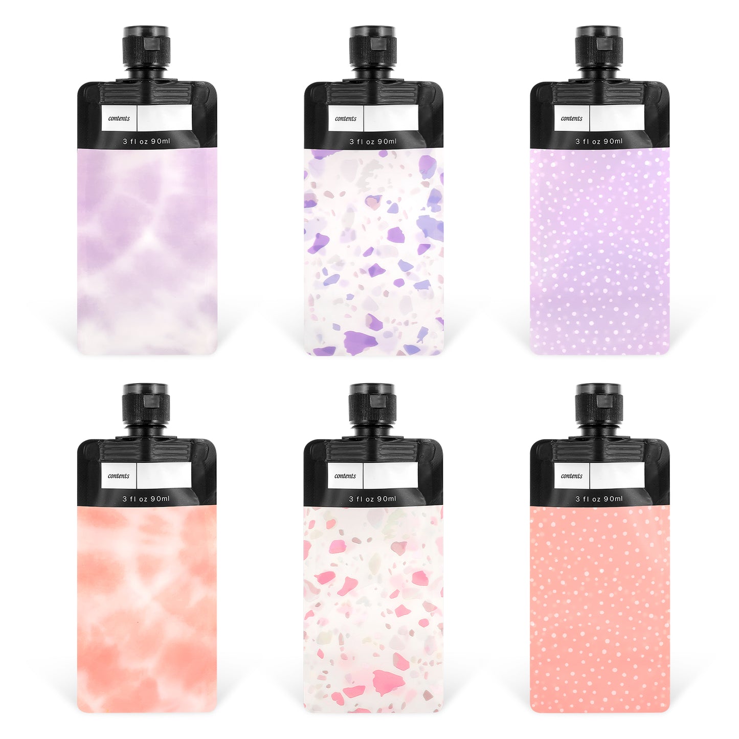 Dimeho 6 Pcs Travel Pouches for Toiletries, 3 oz Leak Proof Empty Squeeze Pouches TSA Approved Travel Size Containers Refillable Travel Bottles for Liquids Shampoo Conditioner Pouch Travel Accessories