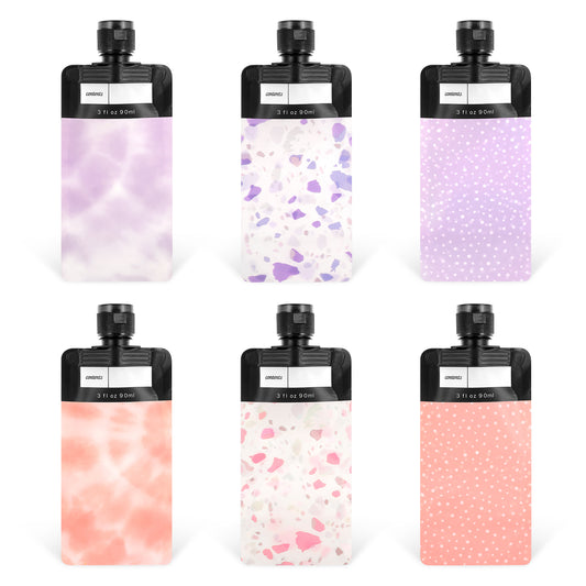 Dimeho 6 Pcs Travel Pouches for Toiletries, 3 oz Leak Proof Empty Squeeze Pouches TSA Approved Travel Size Containers Refillable Travel Bottles for Liquids Shampoo Conditioner Pouch Travel Accessories