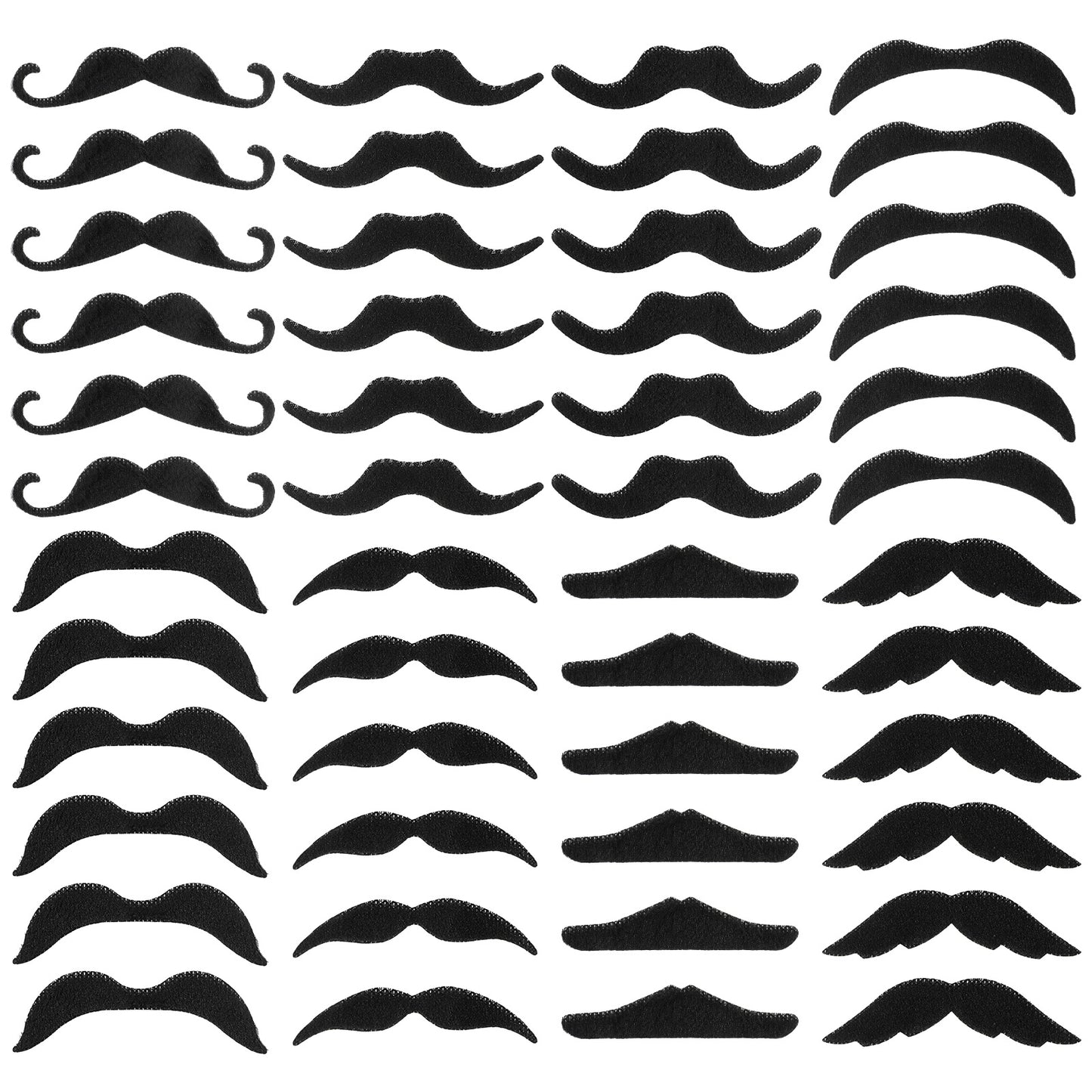 FNANJWQ 48Pcs Novelty Fake Mustache Self Adhesive Beard Black Hairy Beard