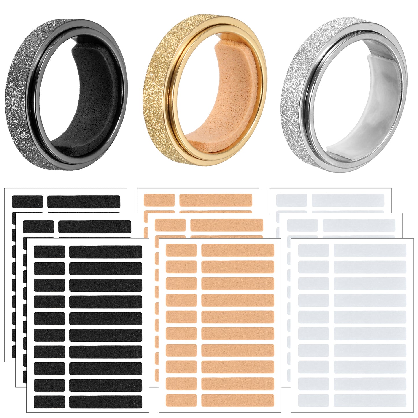 Heclia 180pcs Smart Ring Size Adjuster Adjustable Finger Reducer Silicone Bands Tightener Universal Fingers Filler Wearable Band Fitting Accessory for Loose Bands Daily Jewelry Use