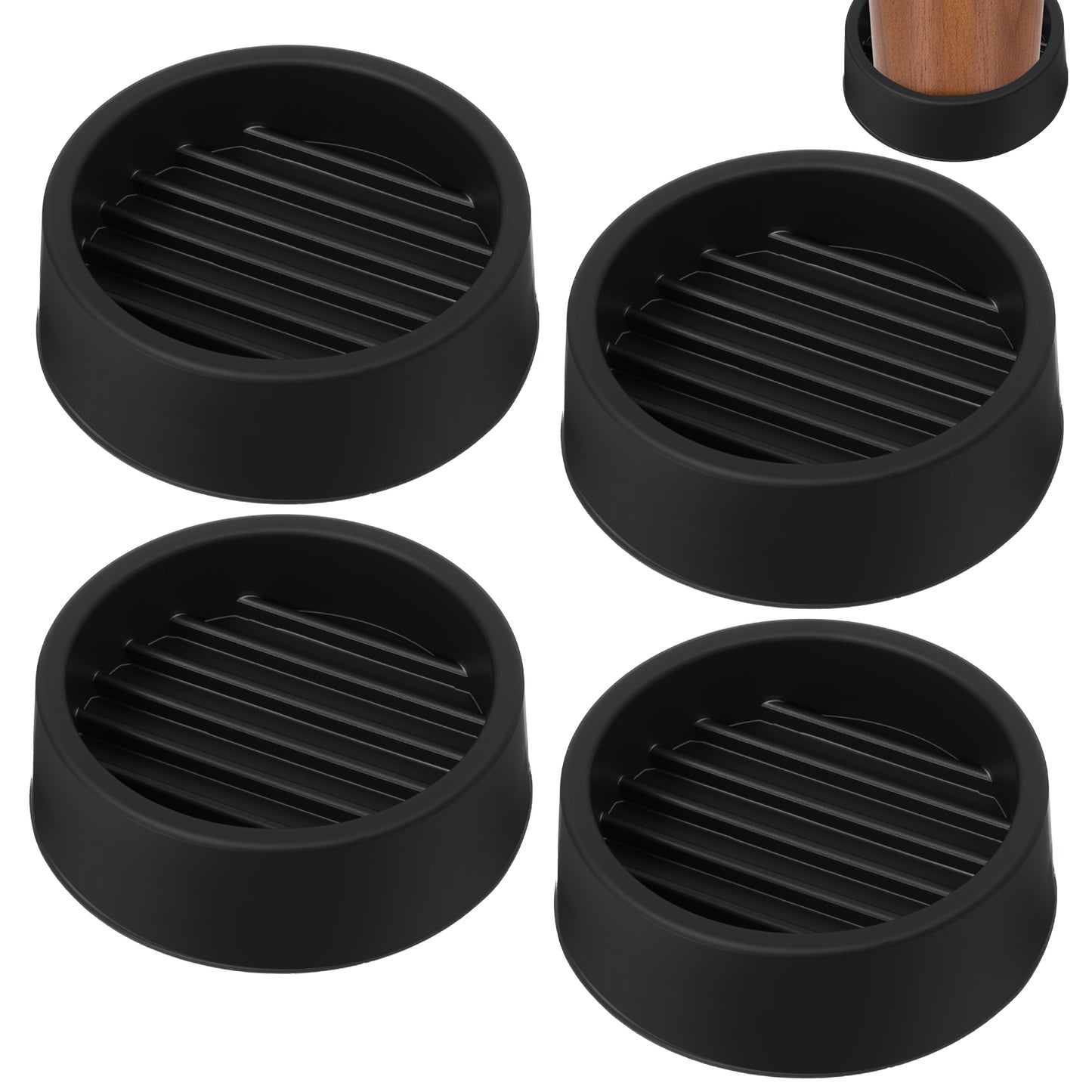 ElevateTech 4Pcs Furniture Caster Cups Round Rubber Anti-Sliding Furniture Pads Chair Leg Caps Bed Stopper Floor Protectors (4)