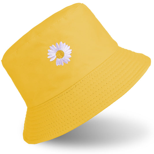 Bucket Hat for Women Wide Brim Caps Fisherman Hats Summer Sun Protection 90s Large Fishing Floral Print Golf Beach Ladies Travel Outdoor Daily Wear Yellow