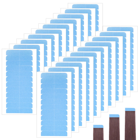Wanmu 240Pcs Hair Extension Tape, Replacement Double Sided Hair Tabs Tapes in Extension, Waterproof Strong Adhesive Wig Strip Beauty Tool for Human Extensions, Lace Toupee Hairpiece Supply - Blue