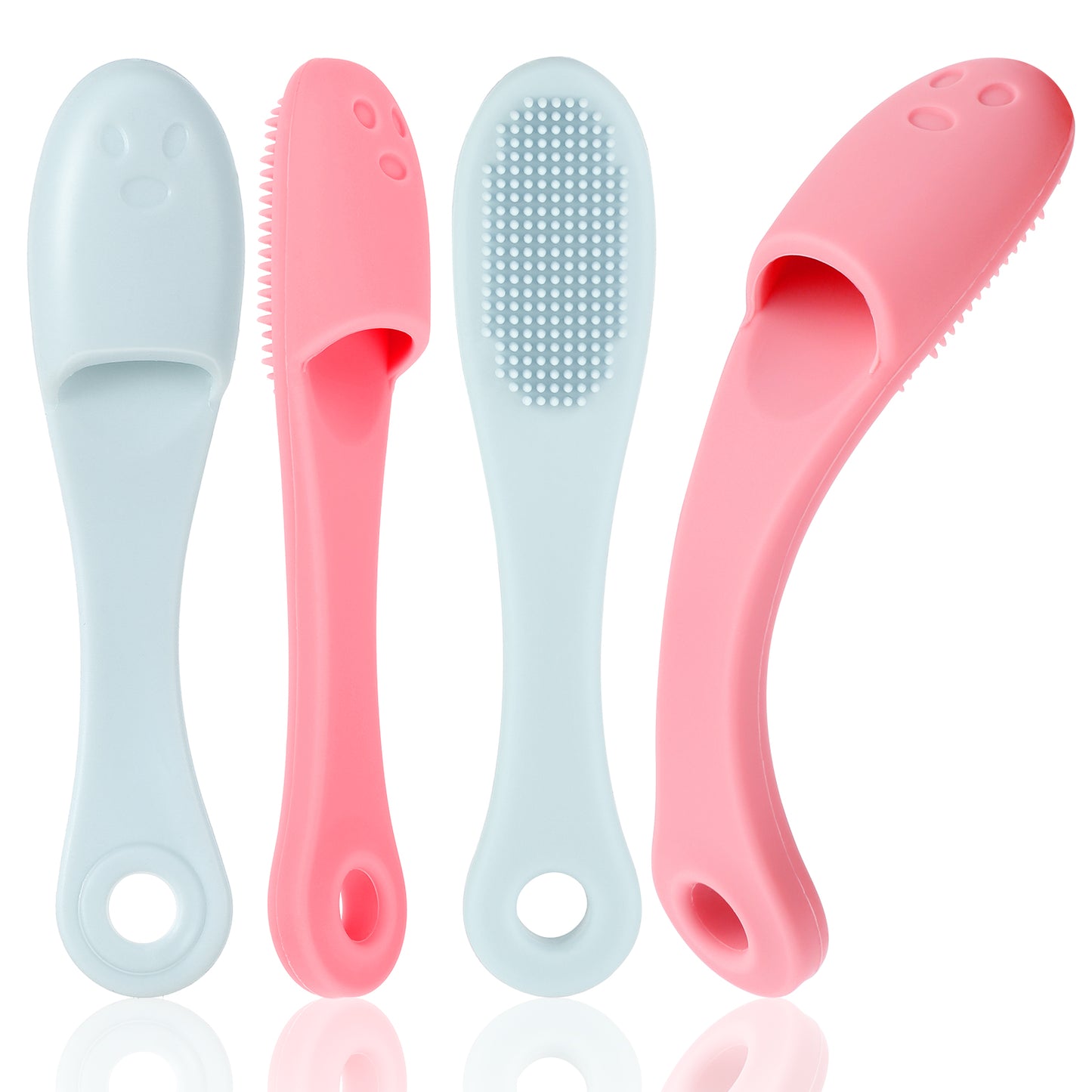 4 Pack Dog Finger Toothbrush, Dog Toothbrush Kit Surround Bristles for Easy Teeth Cleaning, Food Grade Silicone Dog Finger Toothbrush Fits Most Fingers, Toothbrush for Dogs Cats Dental Care(Blue,Pink)