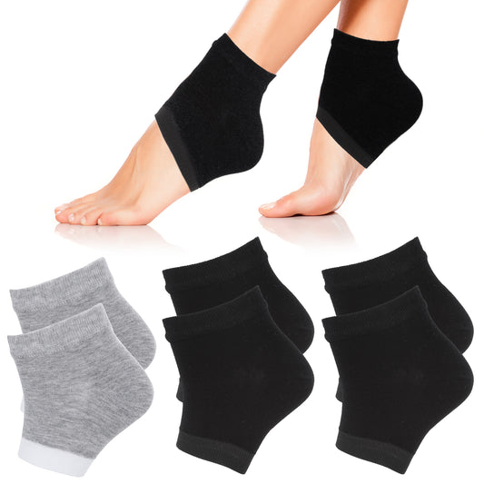 Sibba 3 Pairs Gel Heel Socks Moisturising for Cracked with Silicone Pad Cotton Toeless Foot Mask Women Men, Moisturizing Dry Feet Care