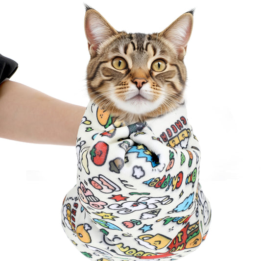 Cat Wrap for Grooming, Cat Restraint Wrap for Cutting Nails, Soft Cat Blanket to Wrap Cat, Fabric Burrito Wrap for Nail Clipping, Anti-Scratch, Anti-Escape, Multifunctional Wrap(21.7 x 21.7 inches)