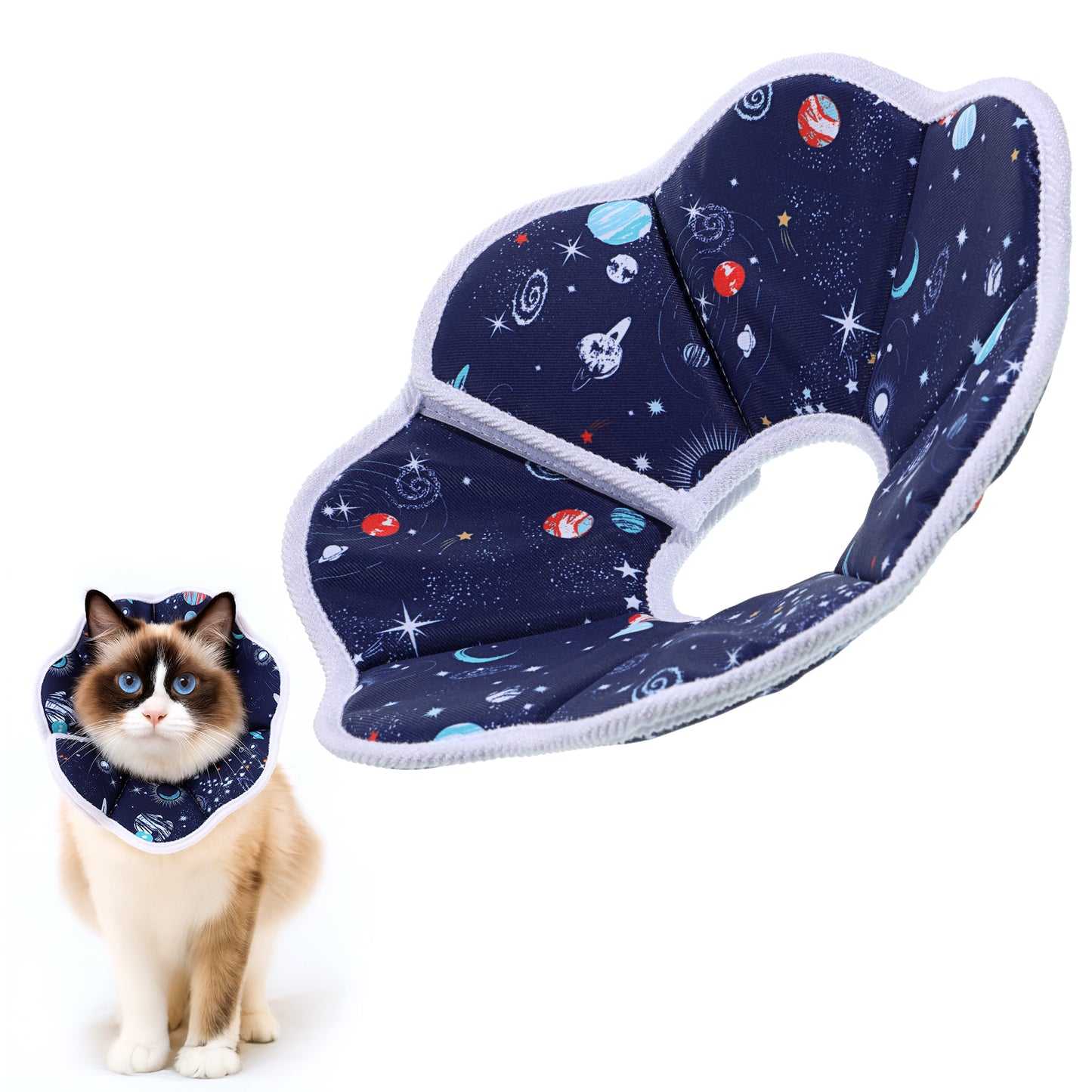YBEATY Cat Cone Collar Soft Adjustable Lightweight Cat Recovery Collar to Stop Licking Protective Cats Neck Cone After Surgery for Small Animal Cats Kittens Puppies After Surgery Grooming (Style 1, L)