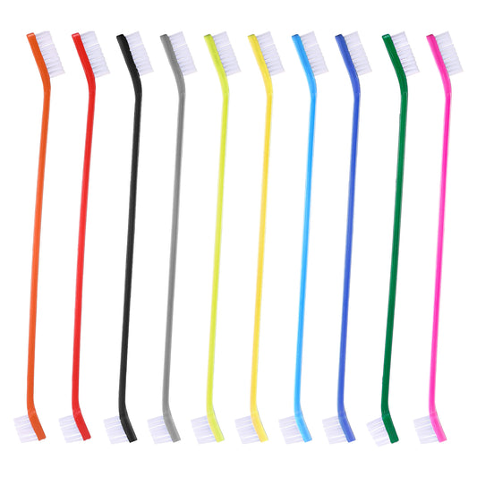 Sibba Dog Toothbrush Set 10Pcs Dual Headed Brush Dental Teeth Brushes Long Handle Tooth Brush Cleaning Double Head Toothbrush Soft Bristles Oral Care for Small to Large Dogs Cats Pets