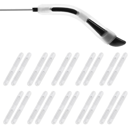 WLLHYF 10 Pairs Eyeglass Ear Cushions Silicone Glasses Temple Tip Grips Anti-Slip Tips Sleeve Retainer Soft Glasses Ear Pads Comfort Eyeglass Ear Hook for Reading Glasses (White)