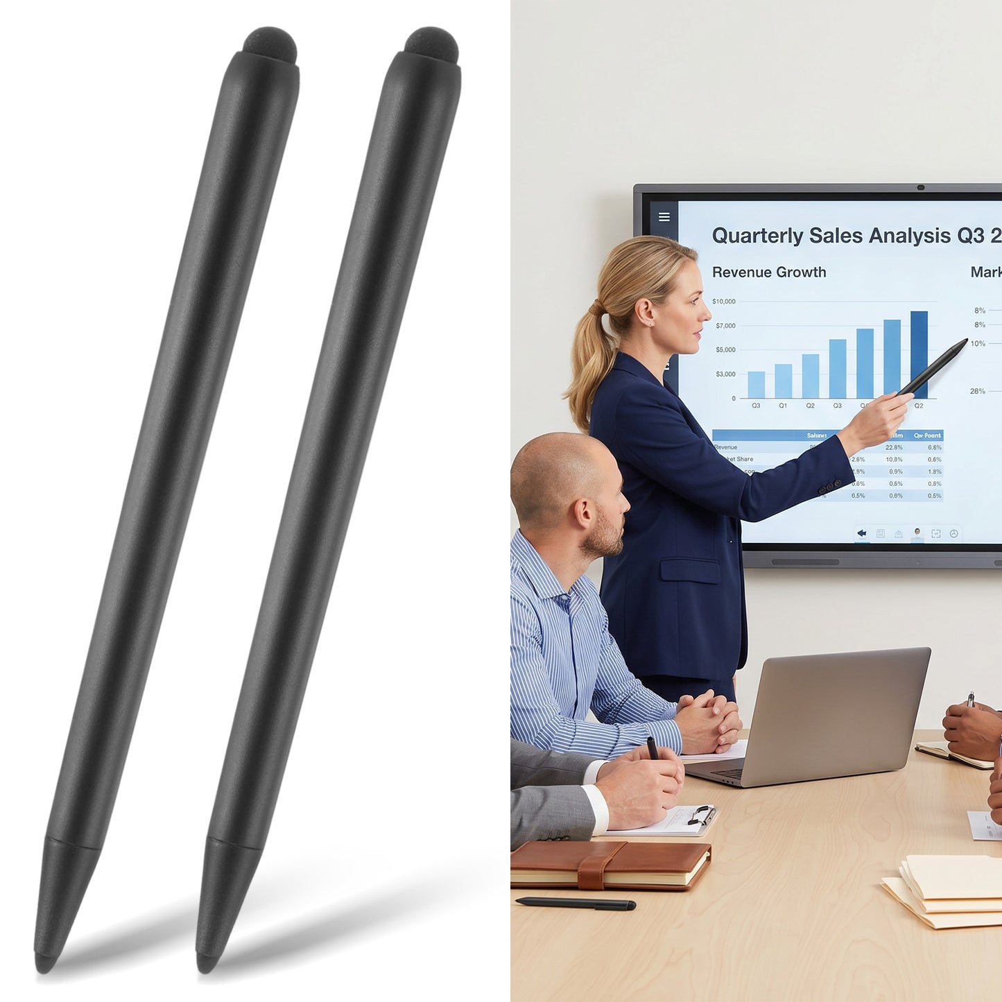 YUXAINLB 2pcs Whiteboard Stylus Pen Touchscreen 2 in 1 Electronic Screen Writing Pens Portable Whiteboard Multimedia Screen Pens for Universal Touch Screens Devices Home Office