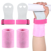 2 Sets Gymnastics Grips Wristbands Sets for Girls Youth Kids Gymnastic Hand Grips Gloves Wristbands Gymnastic Bar Palm Protection Wrist Support Sports Accessories for Kids Workout Exercise Training