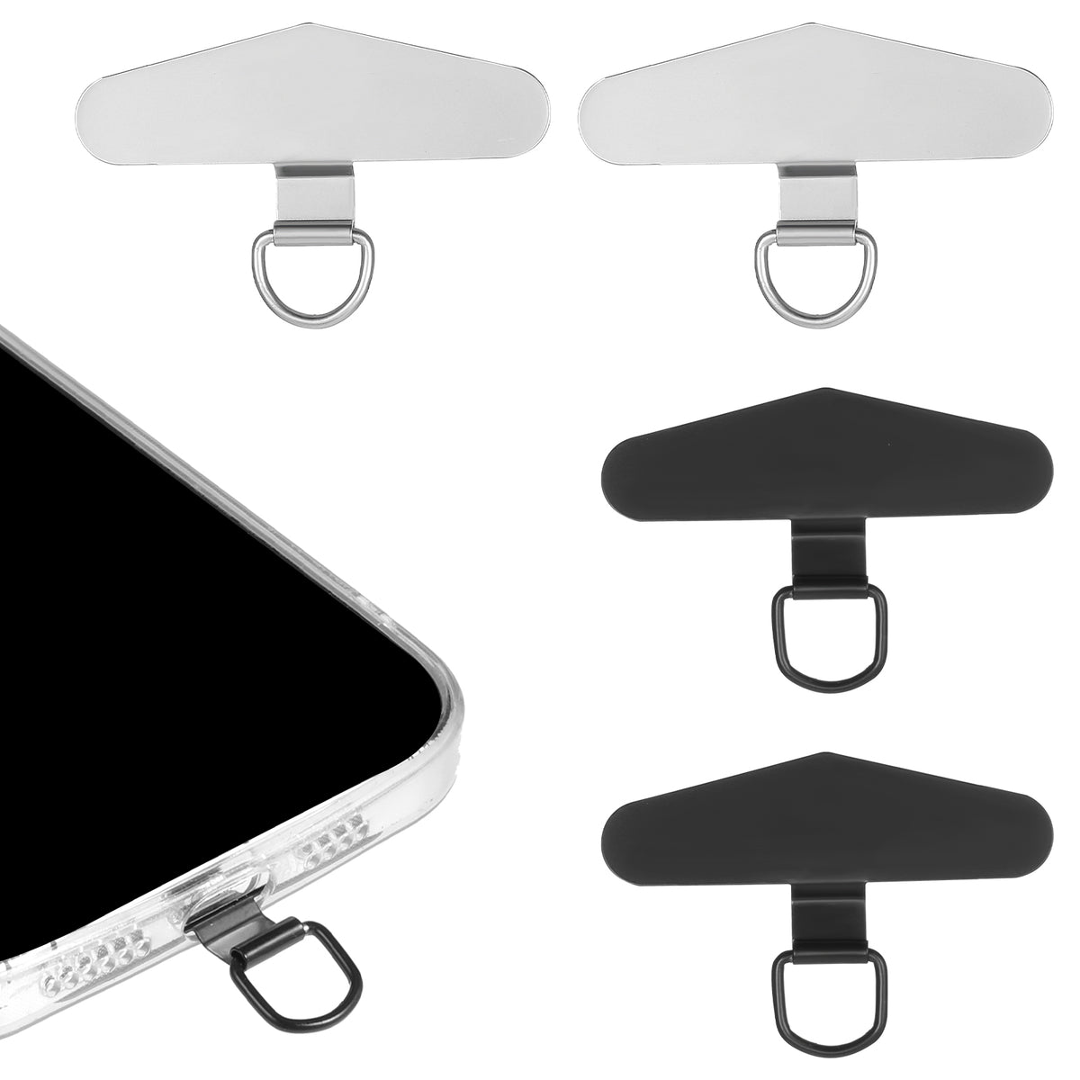Wanmu 4Pcs Universal Phone Tether Tab, Sticky-Free Cellphone Lanyard Metal Pad, Cell Phone Lanyards Replacement Part, Mobile Patch Accessories for Phone Strap