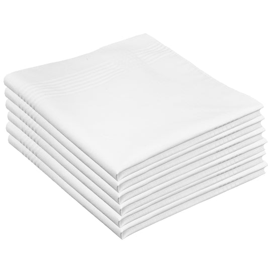 6 Pcs Men's Handkerchiefs Soft Cotton White Hankies Premium Solid Color Handkerchiefs Pocket Squares for Men Personalized Sweat Handky Vintage Cloth Handkerchiefs for Suit Jacket Groom Wedding
