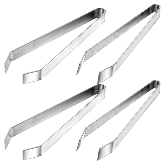 4Pcs Fish Bone Tweezers Stainless Steel Fish Bone Pliers Heavy-Duty Flat Slant Tweezers Kitchen Meat Hair Remover Tool Professional Hair Removal Clip Suitable for Salmon Trout Bass Deboning Dishwasher