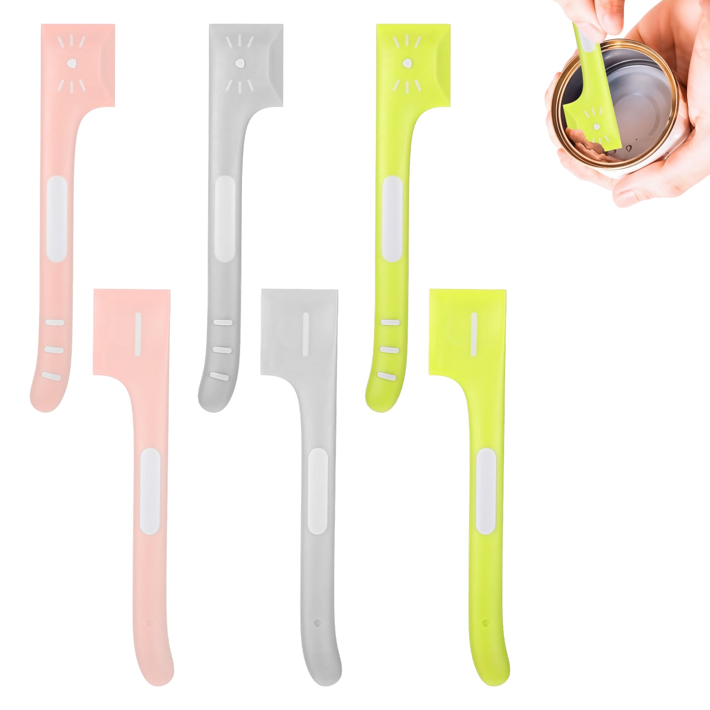 Dimeho 6 Pcs Pet Food Can Spoon Pet Food Mixing Spoons Set Pet Food Canned Scoop for Dogs and Cats Wet Food Canned Scoop Dog Food Can Supplies for Pet Can Feeding (Pink, Grey, Green)
