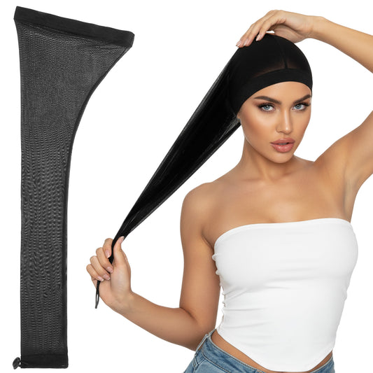 Sibba Hair Weave Sleeve For Locs, Dreadlock Wig, Braid Accessories, Stretchy Wraps Long Hairsleeve for Braids Dreadlocks, Breathable Reusabl Wig Cap for women, Black
