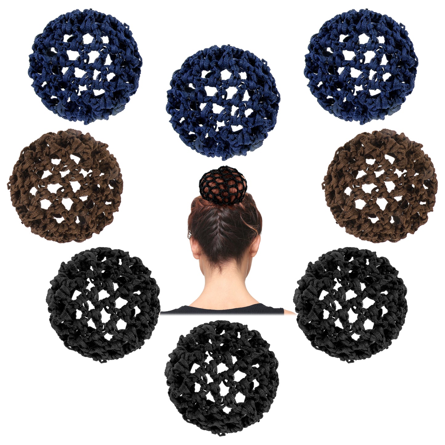 8 Pcs Ballet Hair Bun Covers Invisible Knit Hair Net Handmade Crochet Bun Cover Elastic Mesh Hair Bun Holders Scrunchies Maker Cover Hair Accessories Skating Snoods for Women Girls Dance