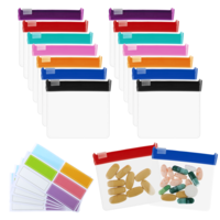 Dimeho 20 Pcs Pill Pouch Bags Set, Zippered Pill Pouches with Label Reusable Travel Medicines Organizer Pills Baggies with Slide Lock Translucent Self Sealing Plastic Pill Bags for Pills Storage