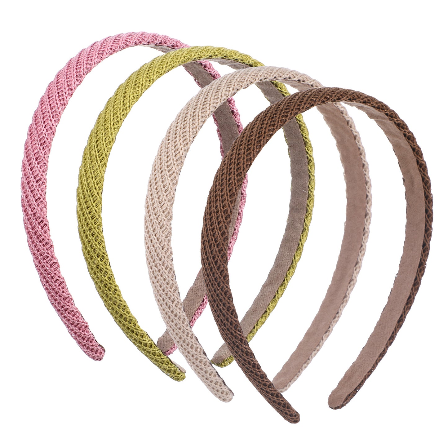 Wanmu Headbands for Women, 4Pcs Fashion Non Slip Thin Knitted Hairbands, Cute Trendy Elastic Hair Bands Elegant Solid Colors Hair Accessories for Girls (Yellow-green, Pink, Coffee, Brown)