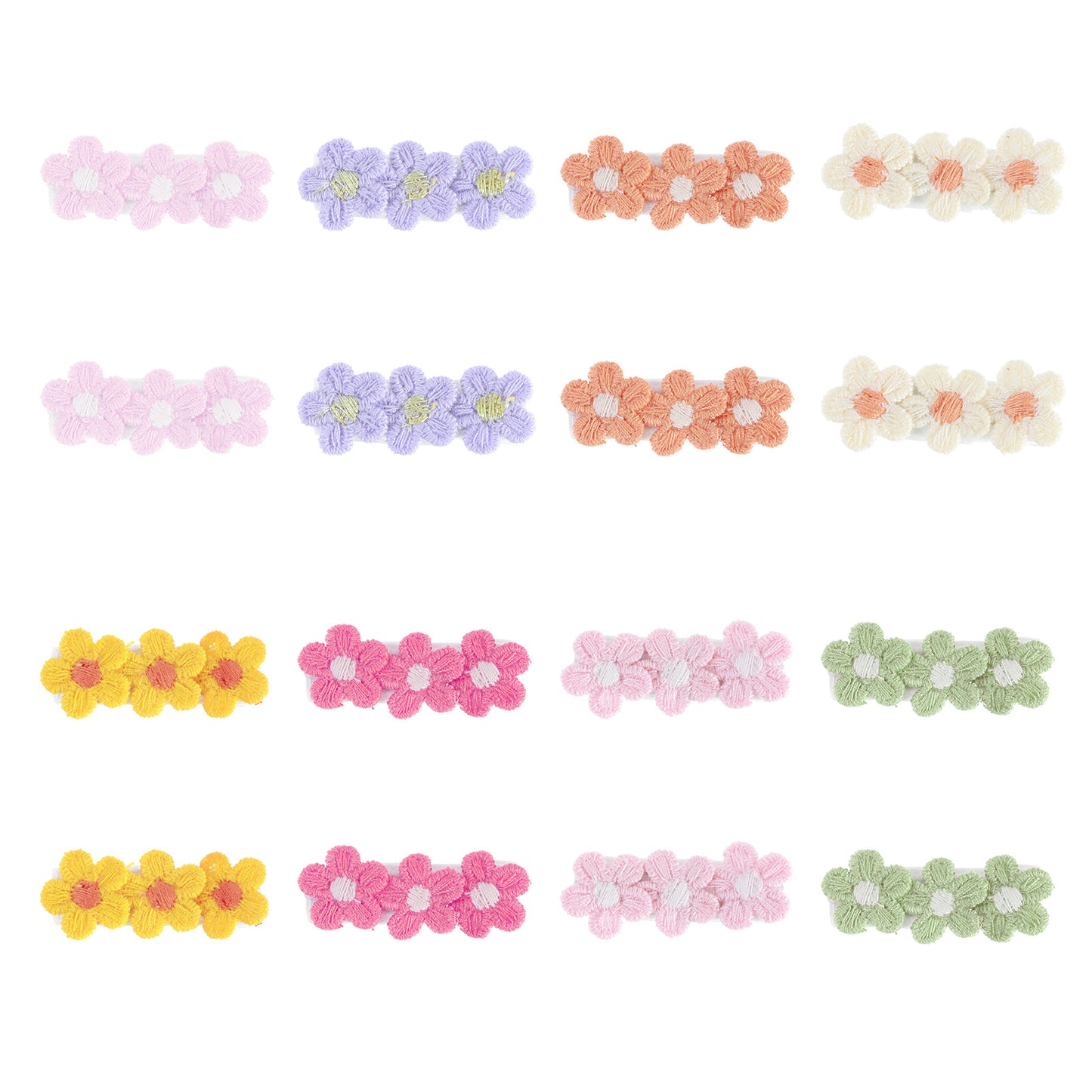 Dimeho 16 Pcs Daisy Flowers Hair Clips, Floral Fabric Snap Clips Hair Barrettes Blossom Hair Pins Fully Lined Flower Embroidery Hair Clips Non Slip Handmade Hair Accessories for Women