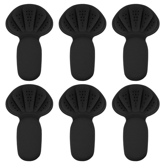Back of Heel Cushion Pads, 6Pcs Mesh Adhesive Heel Grips Inserts for Boots, Loose Shoes Too Big, Reusable Heel Guards Liners for Women Men, Anti Blister Heel Protectors, Improve Shoe Fit(Black)
