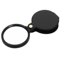 Dimeho 10X Pocket Magnifier, Black Small Magnifying Glass Mini Folding Magnifying Lenses with Rotating Protective Leather Sheath to Reading, Science, Jewelry, Hobbies, Books