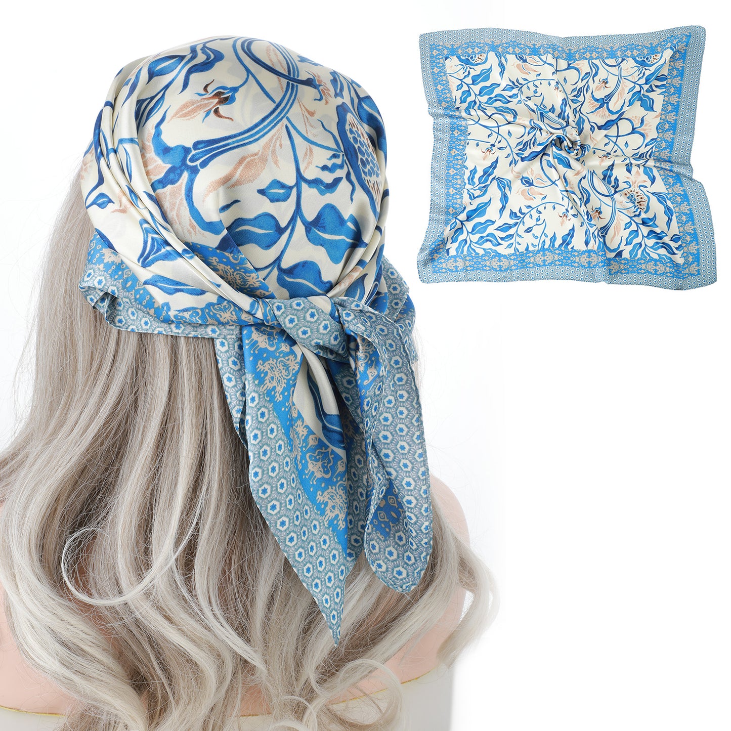 COMNICO Silk Like Head Scarf for Women Head Hair Scarf Neck Scarfs Large Square Bandana for Hair Wrapping and Sleeping at Night (27.5 Inch)
