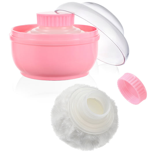 Sibba Storage Body Powder Container, 3.15 Inch Powder Puff with Container, Fluffy Body After-Bath Powder Case, Baby Care Talcum Powder Puff Box with Hand Holder(Pink)