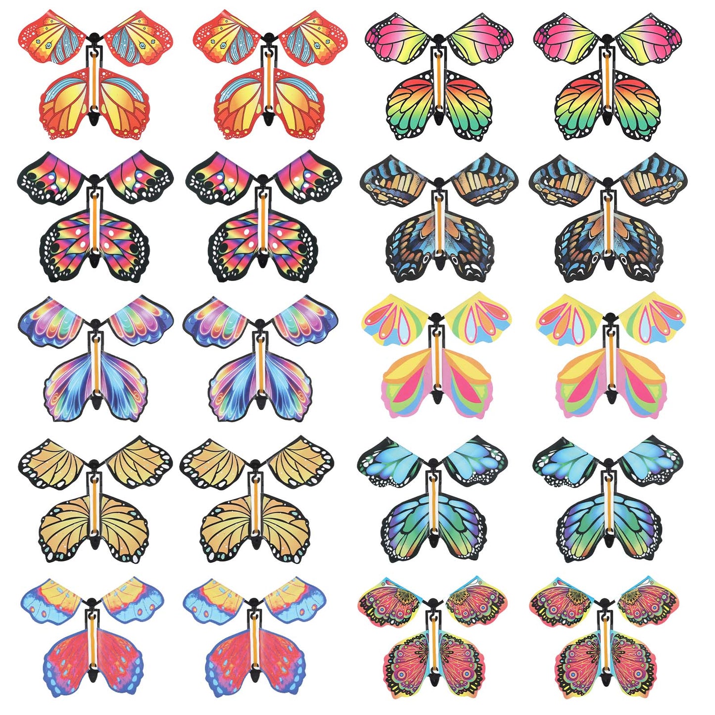 Dimeho 20 Pcs Flying Butterfly Toy, Wind Up Flying Butterfly Card Surprise Gifts Fairy Flying Toys Rubber Band Powered Flying Butterflies Toys for Book Card Christmas Birthday Party Surprise Gift