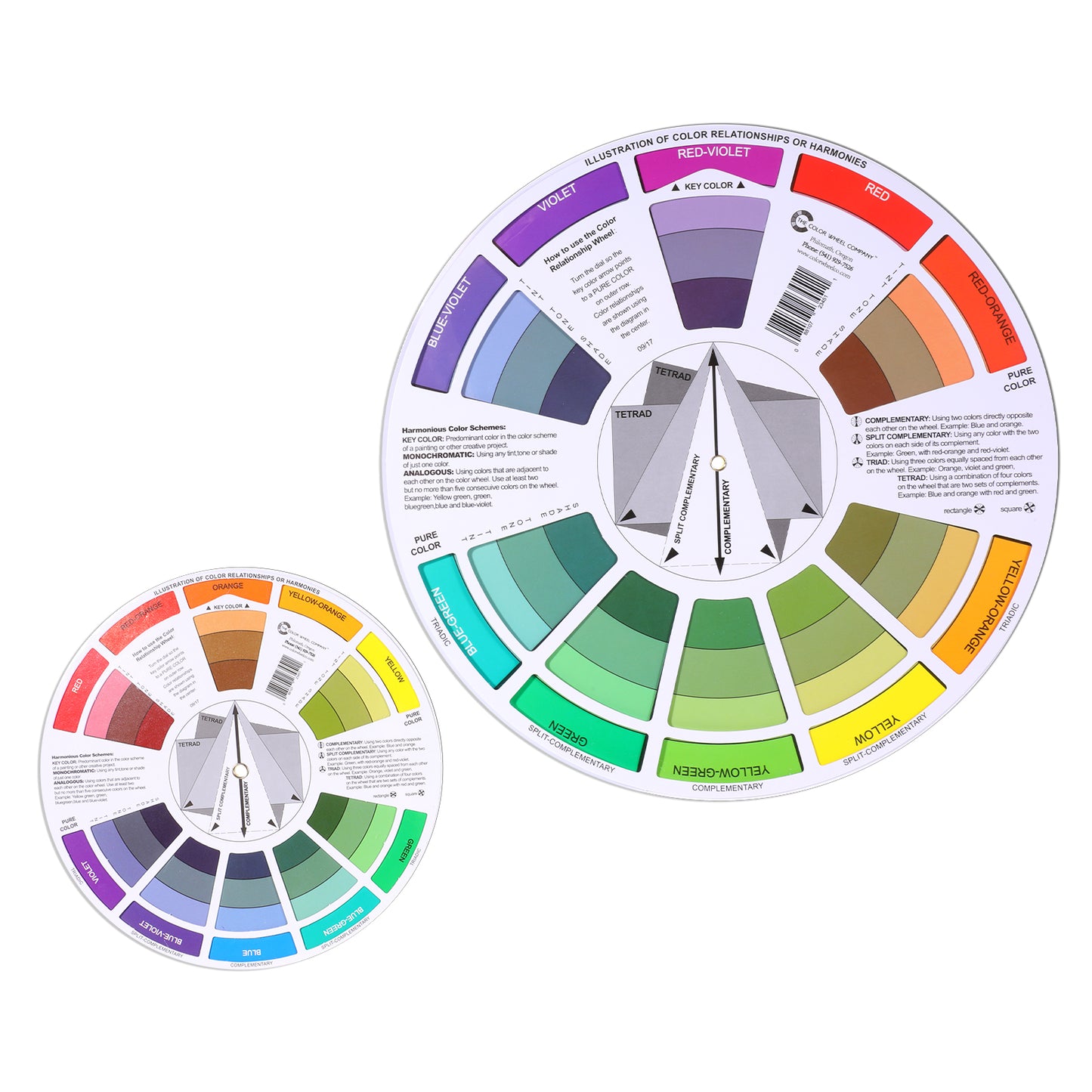 Hadnves 2PCS Creative Color Wheels for the Artist Paint Mixing Guide 2Sizes