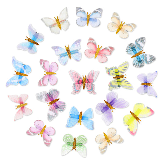 20 Pcs Cloth Butterfly Hair Clips Y2K Glitter Hair Jaw Clips Sparkly Colorful Butterfly hairpins Alligator Hairclips Dreamy Style Hairs Accessories Cute Headwear Gifts for Teens Womens