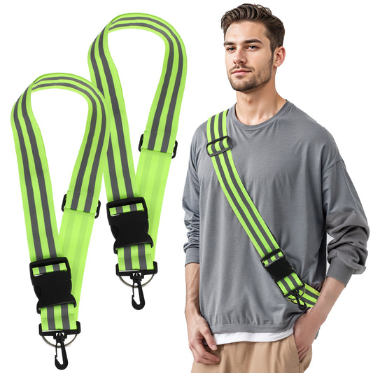 COMNICO Reflective Sash for Walking at Night, 2Pcs Reflective Running Gear High Visibility Reflective Shoulder Strap Adjustable Safety Sash Night Reflector Bands for Walking Cycling at Night