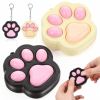 Ptwola 2 Pcs Cat Paw Fidget Toys Keychain Clicker Toys Mini Sensory Toy Cat Paw Decompression Toy Cute Clicker Fidget Keychain for Adults Men Women Pass The Time Office Travel
