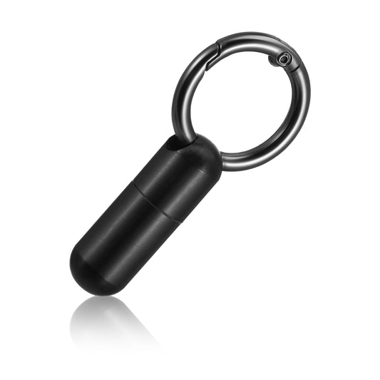 Small Pill Case Micro Pill Holder Keychain Portable Pill Container Waterproof Pocket Pill Organizer Tiny Pill Holder Bottle for Outdoor Travel Purse Pocket Emergency Medicine (Black)