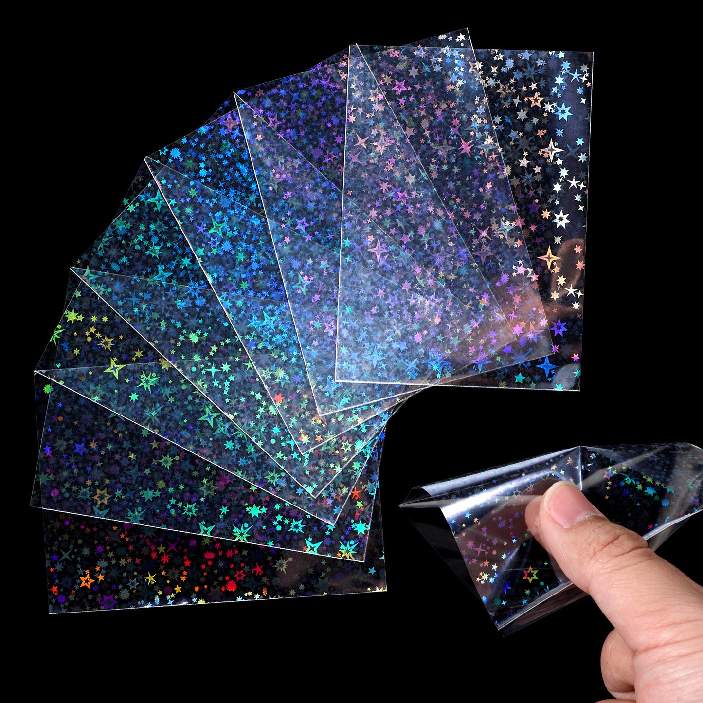 YBEATY 200 Pcs Laser Flashing Holographic Photo Card Sleeves