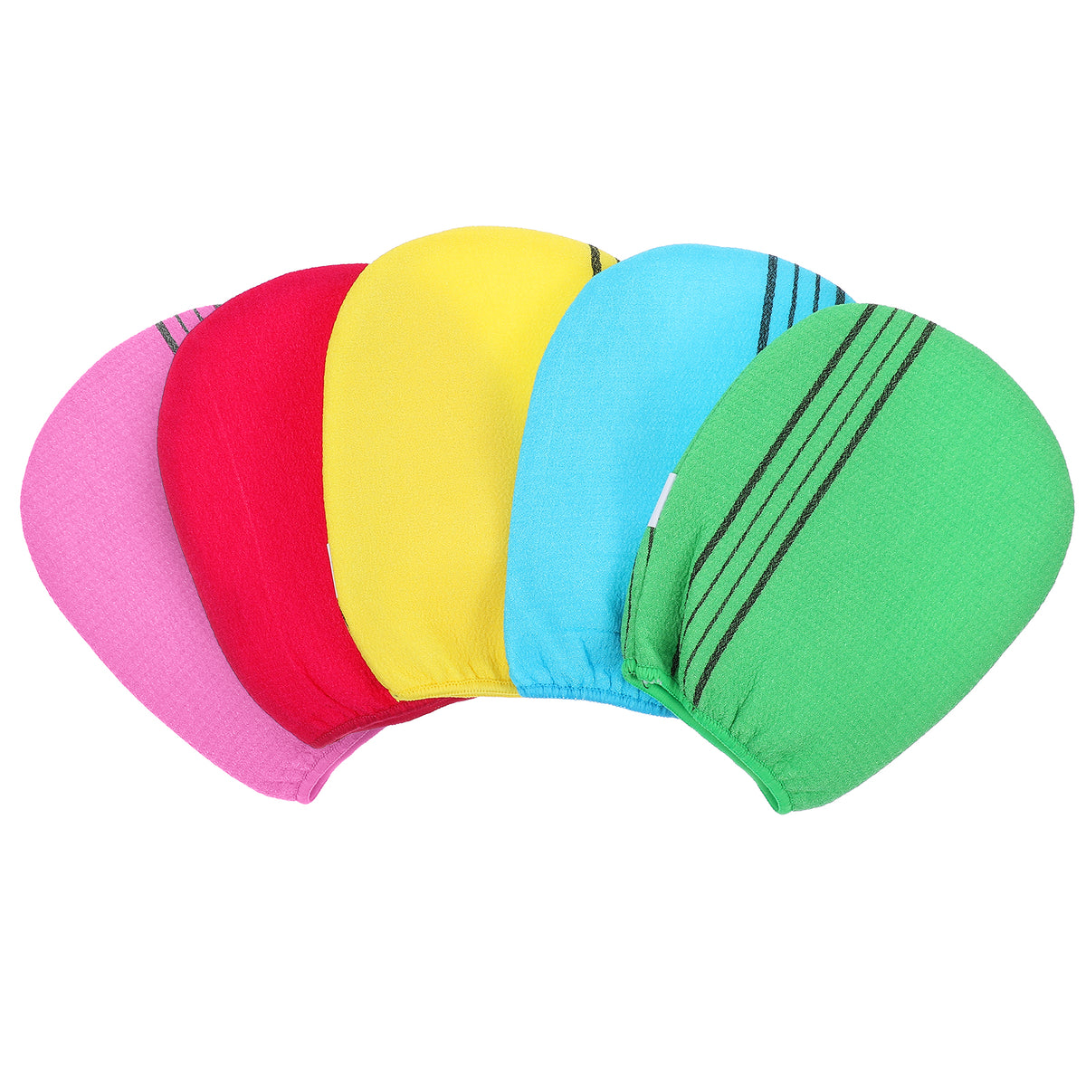 Wanmu Korean Exfoliating Mitt, 5 Pcs Large Size Exfoliating Glove, Exfoliating Washcloth, Korean Scrub Cloth for Remove Exfoliation, Dryness Korean Body Scrubber(Red, Green, Blue, Pink, Yellow)
